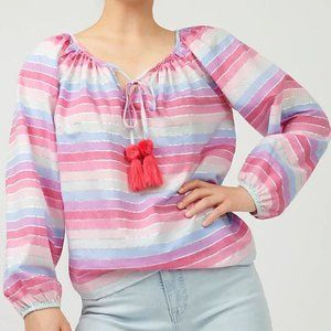 NWT J Crew Pastel Stripe Peasant Top Size M